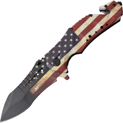 MTech USA Rescue Linerlock Spring Assisted Folding Knife, American Flag MT-A845F