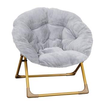 Flash Furniture Gwen  23" Kids Cozy Mini Folding Saucer Chair, Faux Fur Moon Chair for Toddlers and Bedroom