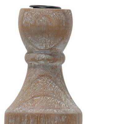 Natural Whitewashed Wood Taper Candle Holder