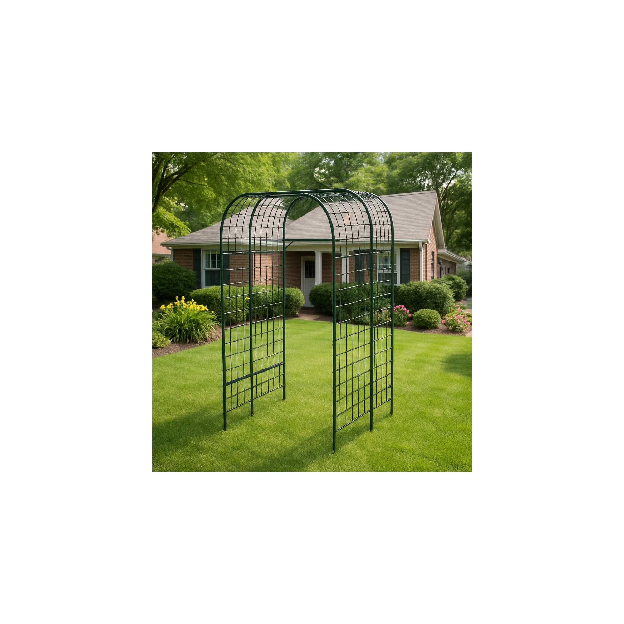 7.3 FT U‑Shape Metal Garden Trellis Arch, Raised Bed Plant Support with Plastic Connectors, Ideal for Cucumbers, Grapes, Roses & Climbing Vegetables