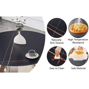 Okak 42" Round Dining Table 42" with Marble Top Stainless Steel Legs Kitchen Table for Living Room, Dining Room - 1 of 4