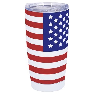 100 North 20 Ounce Stainless Steel On the Go Travel Tumbler With Push Top Lid, American Flag White - 1 of 4