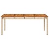 vidaXL Patio Table Beige 70.9 In.x35.4 In.x29.5 In. Poly Rattan Acacia Wood - 4 of 4