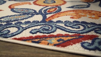 Boho Paisley Orange/Blue Synthetic Indoor/Outdoor Area Rug