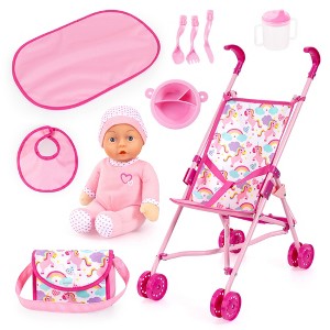 Bayer Design Dolls: Buggy Umbrella Stroller Doll Set in Pink Unicorn - 1 of 4