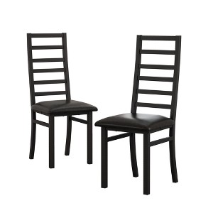 Vynxaria Set of 2 Black Metal Dining Chairs with PU Leather Seats - 1 of 4
