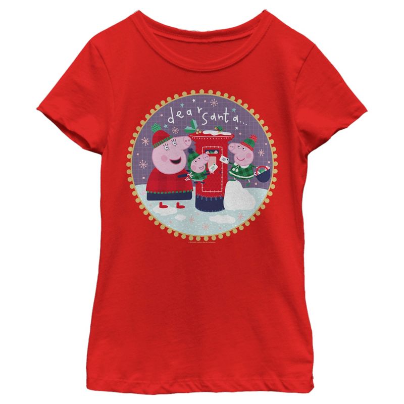 Girl's Peppa Pig Christmas Dear Santa T-Shirt, 1 of 6