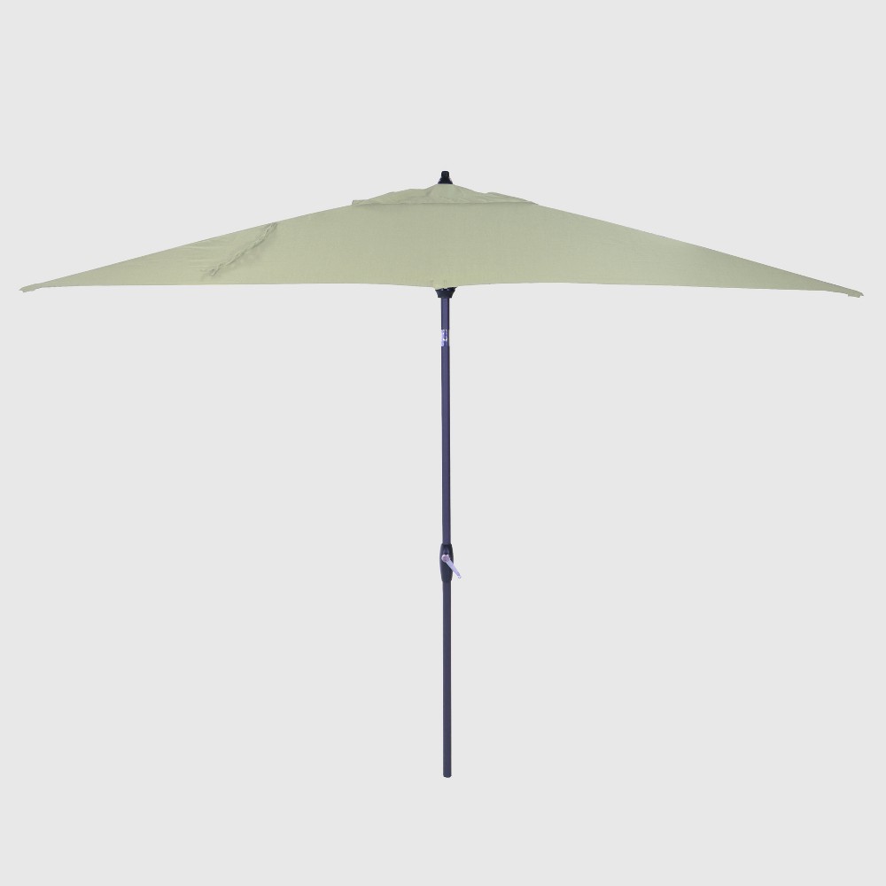10' x 6' Rectangular Patio Umbrella DuraSeason Fabric Sage - Light Wood Pole - Threshold