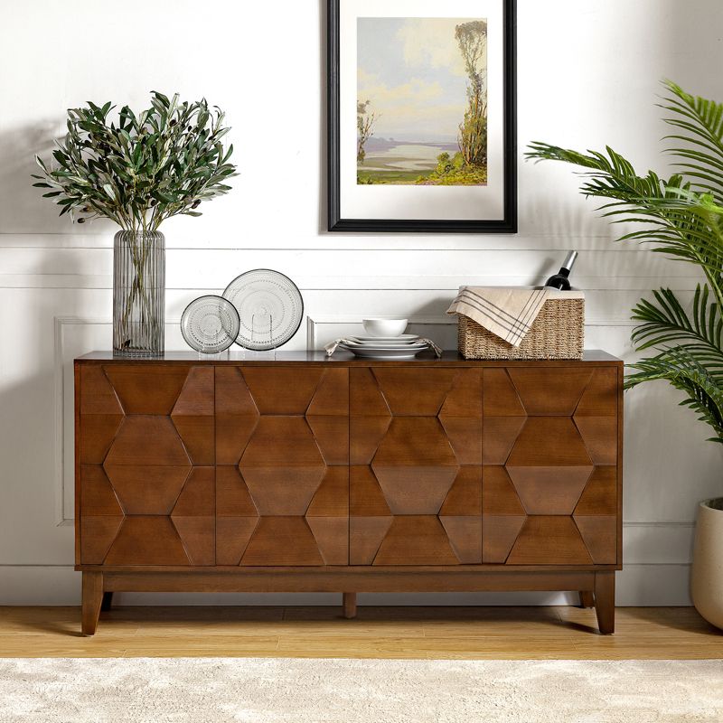 Kamis 60" Farmhouse Storage Sideboard Cabinet with Solid Wood Legs| KARAT HOME, 3 of 15