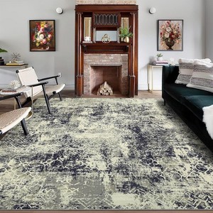 Modern Abstract Washable Area Rug, Low Pile Non-Slip Non-Shedding Foldable Carpet for Bedroom Living Room Playroom - 1 of 4