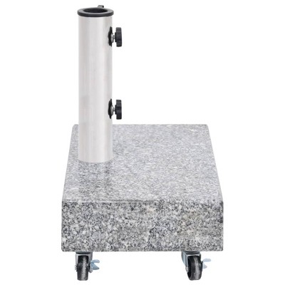 Gray Granite Wheeled Umbrella Base with Stainless Steel Tube