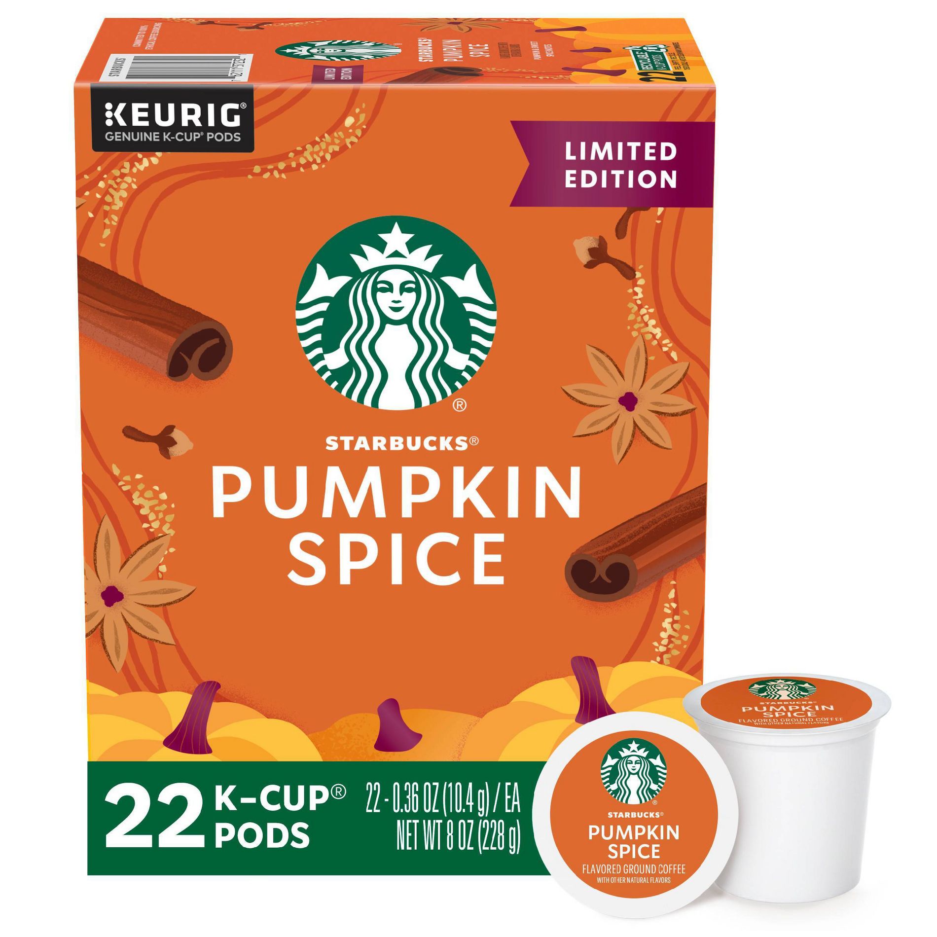 Starbucks Pumpkin Spice Flavored Light Roast Keurig K-Cup Coffee Pods - 22ct