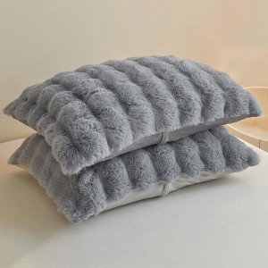 LISM Long Pillow Shams 2-Pack Fluffy Faux Rabbit Fur Pillowcases - 1 of 4