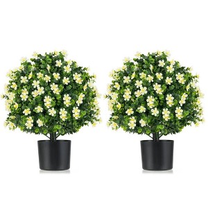 Resenkos 2-Pack Artificial Boxwood Ball Topiary Trees, Accented with  Flowers, - 1 of 4