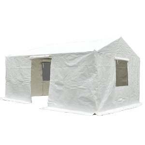 DOMETOUR 12'x20' Universal Waterproof Gazebo Cover with Sidewalls & Mesh Windows, All-Season Enclosure for Hardtop Gazebos, White - 1 of 4