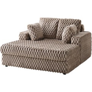 AMERLIFE Chaise Lounge Indoor, Plush Sleeper Chair with Throw Pillows - 1 of 4