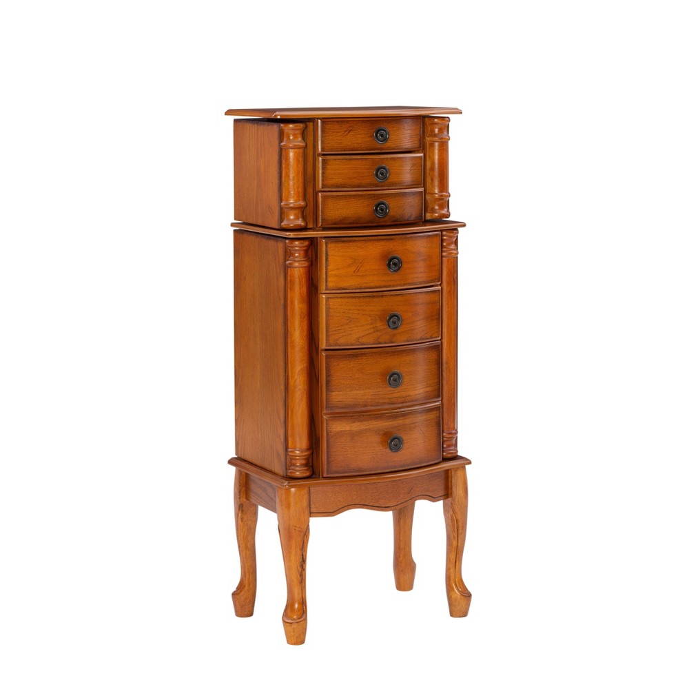 Photos - Wardrobe Marie Traditional Wood 7 Lined Drawer Jewelry Armoire Oak - Powell