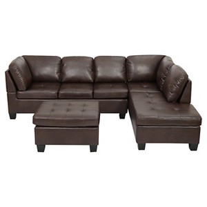 Canterbury 3-piece Faux Leather Sectional Sofa Set - Brown Christopher Knight Home