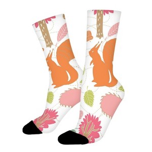 Autumn Forest Rabbit Hedgehogs Women Printed Crew Socks Funny Funky Socks Soft Polyester Novelty Gifts for Artists Men - 1 of 1
