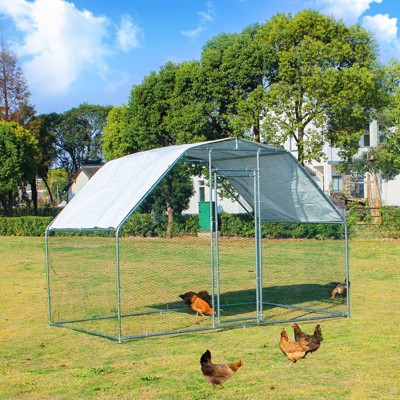 Large Metal Chicken Coop, Walk-in Chicken Run, Rabbits Duck Cages with Waterproof Anti-Ultraviolet Cover for Farm, Backyard