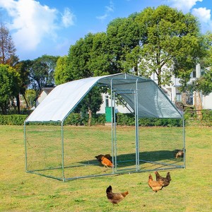 Large Metal Chicken Coop, Walk-in Chicken Run, Rabbits Duck Cages with Waterproof Anti-Ultraviolet Cover for Farm, Backyard - 1 of 4