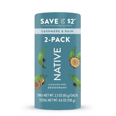 Native Women's Twin Pack Deodorants - Cashmere & Rain - 4.6oz/2ct