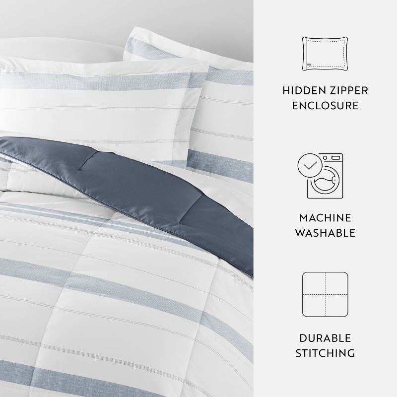 Stitched Stripe All Season Reverisble Comforter Down Alternative Filling, Machine Washable - Becky Cameron, 6 of 12