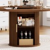 GDFStudio Elodie Rustic Wooden Round Dining Table with 2-Tier Storage Rack and Rotating Tabletop Tray - 2 of 4