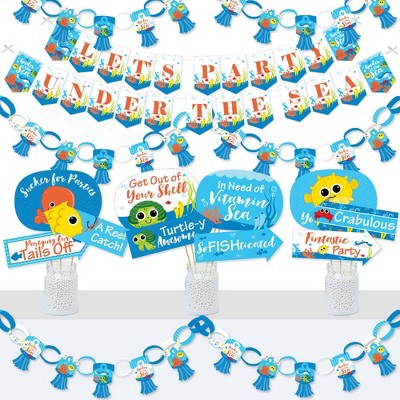 Big Dot of Happiness Under the Sea Critters - Banner and Photo Booth Decorations - Baby Shower or Birthday Party Supplies Kit - Doterrific Bundle