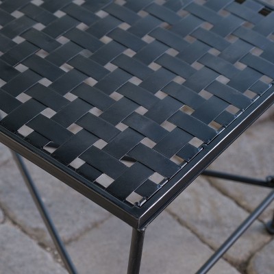 Petra Black Iron Rectangle Patio Coffee Table with Weather-Resistant Finish