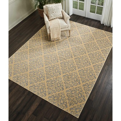Reversible Cream Geometric 7'10" x 9'10" Synthetic Area Rug