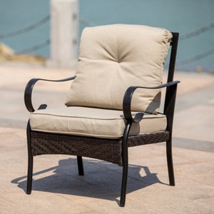 Moda Furnishings W25 In. Outdoor Metal Wicker Chair With Beige Cushions - 1 of 4