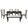 Merax Elegant 6-Piece Dining Set with Tufted High-Back Chairs & Bench - 3 of 4