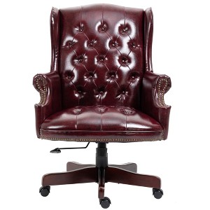 TiramisuBest Executive High Back Office Chair,Ergonomic Reclining PU Leather Desk Chair with Thick Padding, Smooth Rolling Wheels, Burgundy - 1 of 4