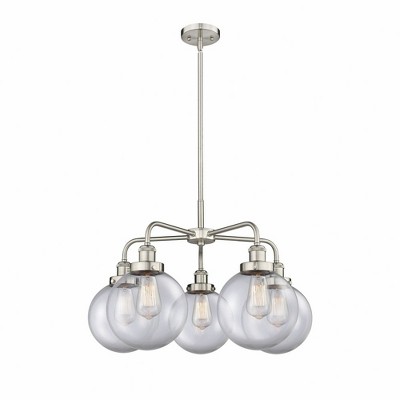 Beacon - 5 Light Stem Hung Chandelier In Art Deco Style-17.38 Inches Tall and 26 Inches Wide