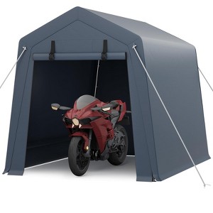 6x6 FT Portable Outdoor Storage Shed with 2 Roll-Up Zipper Doors & Vents, 240G Heavy-Duty Shelter Waterproof PE Tarp - 1 of 4