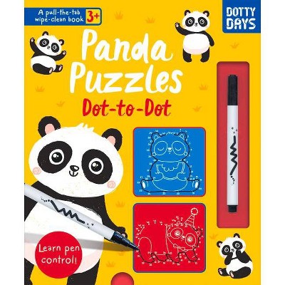 Panda Puzzles Dot-To-Dot - (Pull-Tab Wipe-Clean Activity Books) by  Alice Barker (Hardcover)