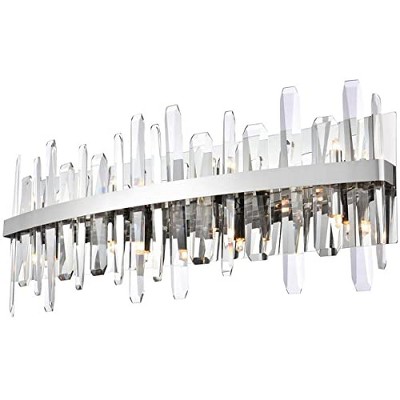 Elegant Chrome Crystal 30-inch Dimmable Bath Sconce