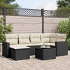 vidaXL 7 Piece Patio Sofa Set with Cushions Poly Rattan - Black and Cream With Table - 2 of 4