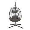 CAVINAS Wicker Outdoor Swing Chair with Cushion and Headrest,Porch Swing with Stand for Bedroom,Garden,Courtyard - 2 of 4