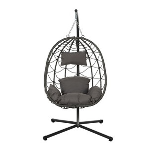 PAGED Swing Chair Outdoor, with Stand Indoor Outdoor Swing Chair Patio Wicker Hanging, Hanging Basket Chair with Stand for Living Room Balcony - 1 of 4