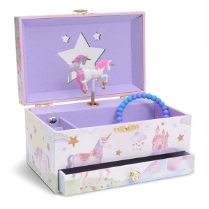 Jewelkeeper Girl's Unicorn Musical Jewelry Box with Pullout Drawer, Rainbow - 1 of 4