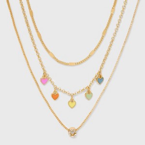 Girls' Multi Hearts Initial Necklace Set - art class™ - 1 of 3