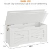 Storage Bench, Retro Wooden Storage Chest with Cut-Out Pull, Safety Hinge - 3 of 4