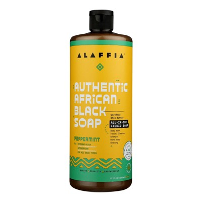Alaffia Authentic Peppermint African Black Liquid  Soap - 32 fz