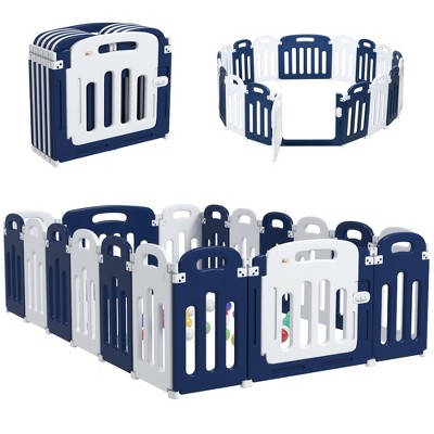 Qaba Baby Playpen, Sturdy Safety Play Yard, Foldable Baby Playard, Kids Activity Center with Anti-Slip Base
