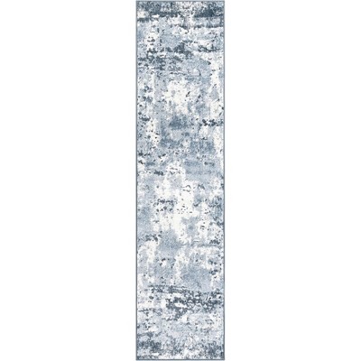Vintage Blue Abstract Easy Care Runner Rug