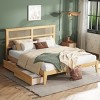 Platform Bed King Frame With Rattan Headboard, Platform Bed Storage With 2 Drawers, Wood Bed With Enhanced Support Salts And Feet-Cuddlewood - 3 of 4