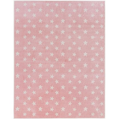 Whimsy Stars Pink and Ivory Rectangular Kids Rug