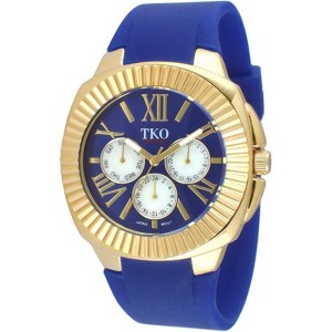 TKO Orlogi Women's Gold-Tone Blue Multi-Function Watch with Soft Silicone Blue Rubber Band - 1 of 2